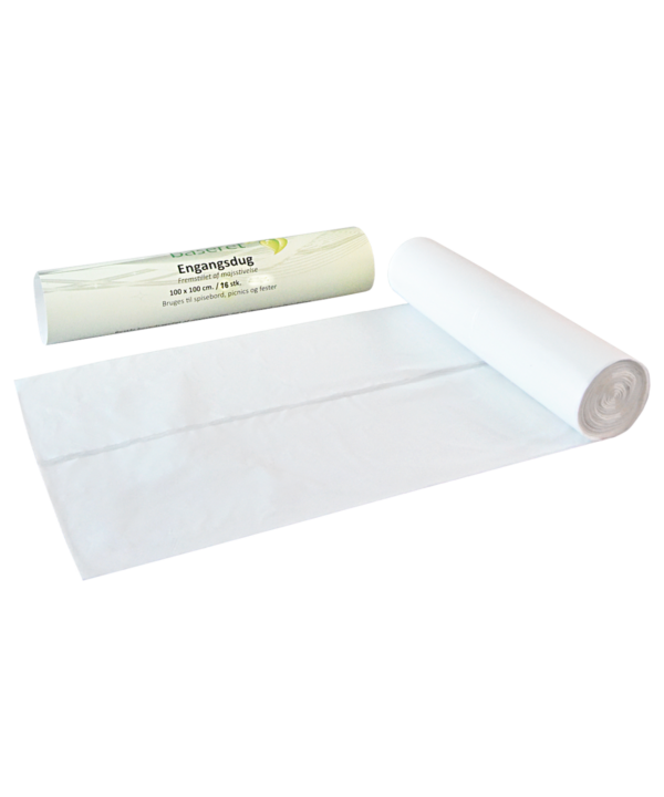 Degradable Roll Table cover, White, LDPE, 100x100 cm, 20 Sheets per roll,  16 rolls per Box